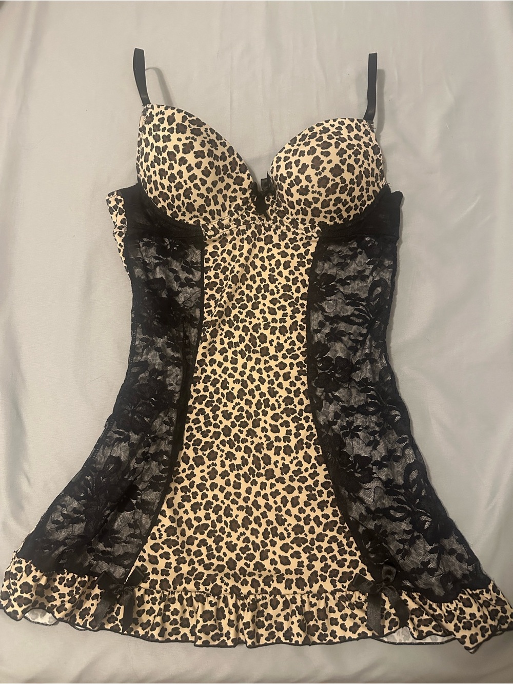Rampage Leopard Print Lace Chemise